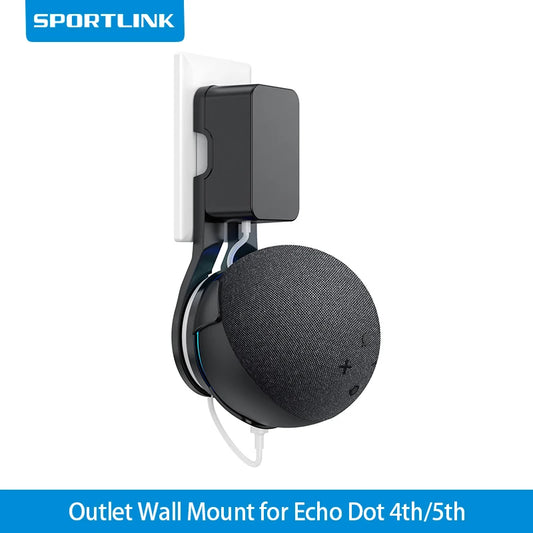 Outlet Wall Mount Bracket for Alexa Echo Dot 4Th 5Th Generation Space Saving Speaker Holder Built-In Cable Management